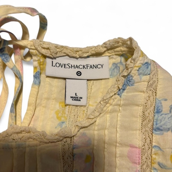 LoveShackFancy x Target Cottagecore Floral Mini Dress Yellow Lace Boho Large - Picture 5 of 7